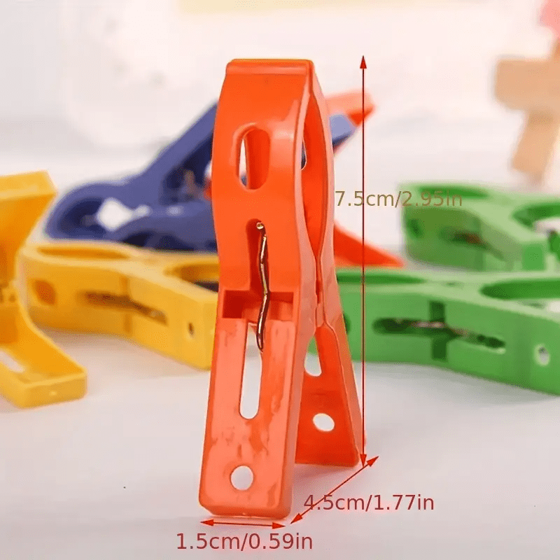 16pcs Large Plastic Clothes Clip, Hanger Clip, Windproof Beach Towel Clip, Clothes Nail, Strong Spring Clip