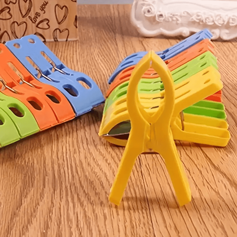 16pcs Large Plastic Clothes Clip, Hanger Clip, Windproof Beach Towel Clip, Clothes Nail, Strong Spring Clip