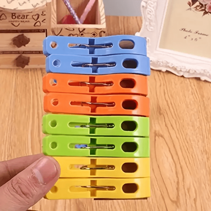 16pcs Large Plastic Clothes Clip, Hanger Clip, Windproof Beach Towel Clip, Clothes Nail, Strong Spring Clip