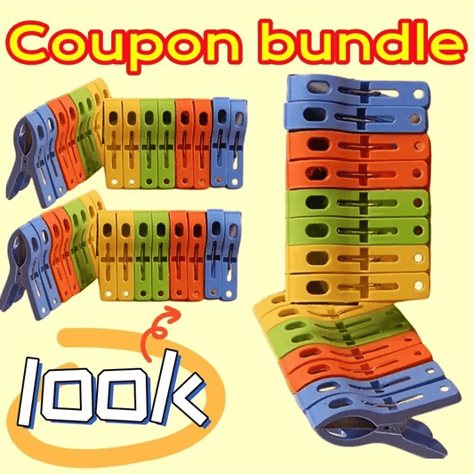 16pcs Large Plastic Clothes Clip, Hanger Clip, Windproof Beach Towel Clip, Clothes Nail, Strong Spring Clip