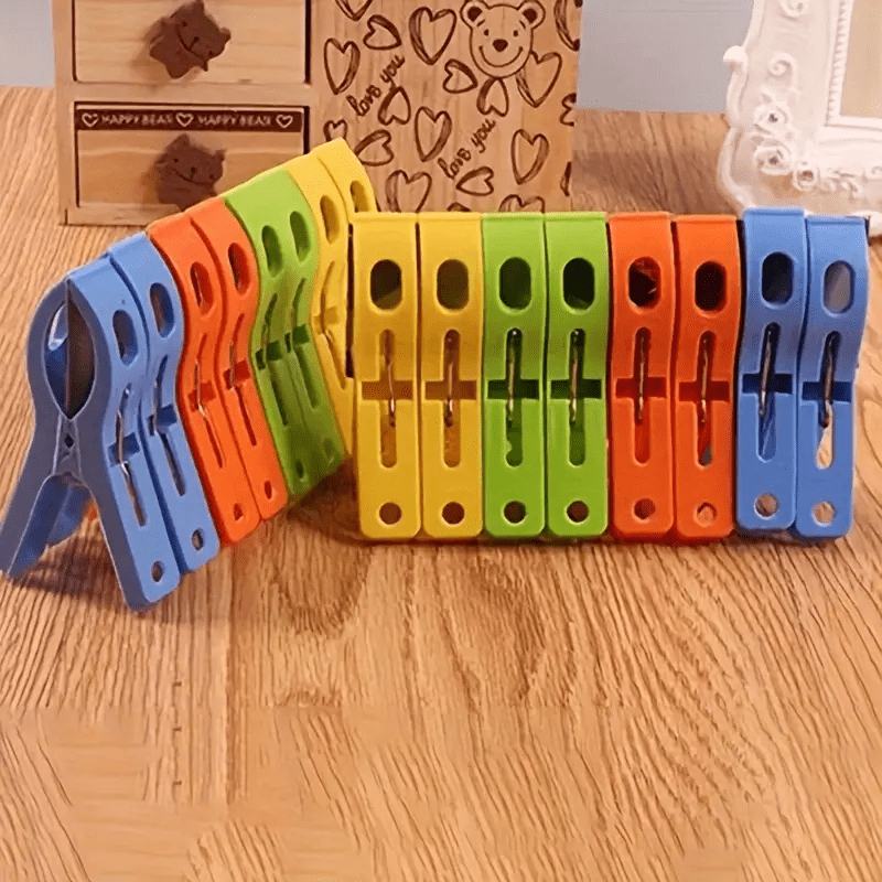 16pcs Large Plastic Clothes Clip, Hanger Clip, Windproof Beach Towel Clip, Clothes Nail, Strong Spring Clip