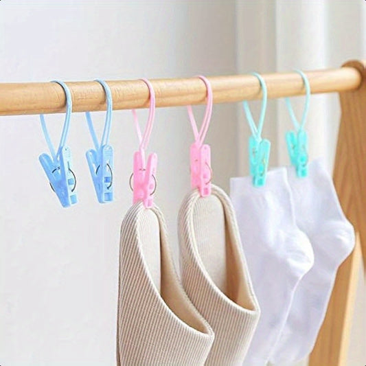 24pcs Windproof Clothespins with Ropes - Heavy-Duty PP Plastic & Metal Clips, 3 Colors (Blue, Pink, Green), 2.1\