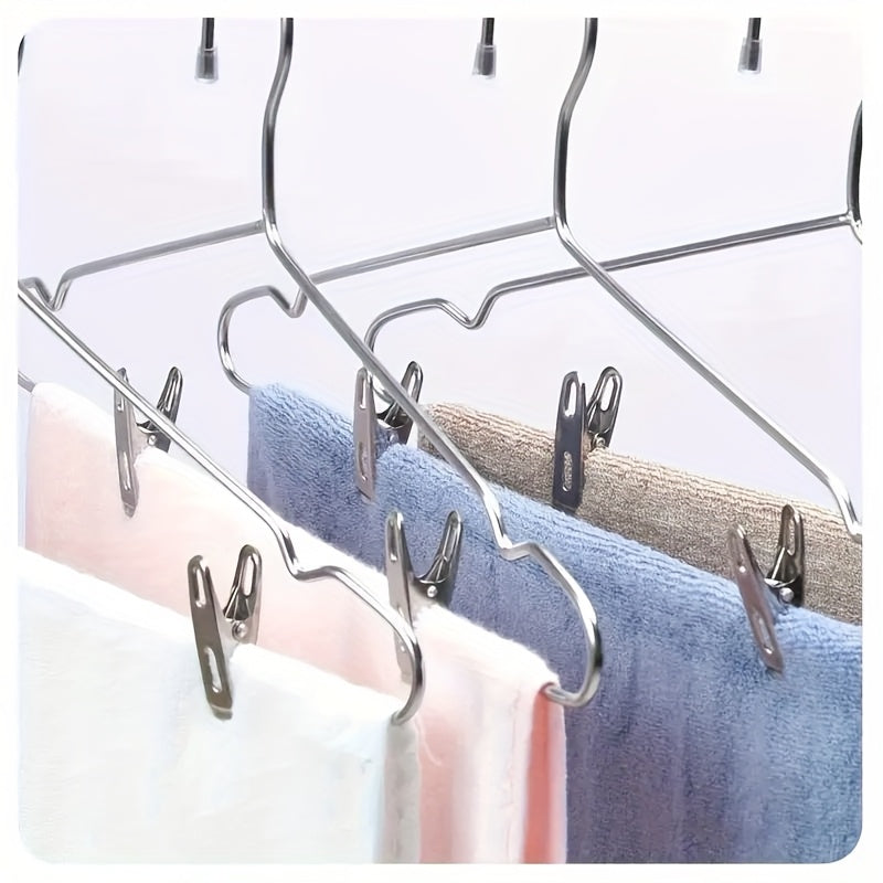 20pcs Stainless Steel Clothes Pegs, Strong Windproof Laundry Clips For Drying Clothes, Household Drying Clips, Multifunctional Metal Clamps