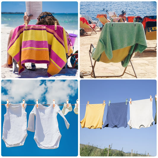 Mwellewm 15pcs 3 ColorsBeach Towel Clips For Beach Chairs Pool Towel Clips For Cruise Plastic Strong Cloth Pins Clothespins Windproof Hanging Clamps For Chairs Beach Accessories And Hanging Rack, Clothes Pins