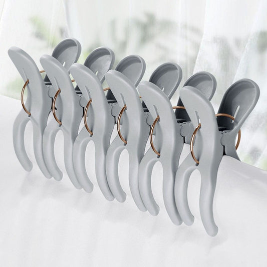 6pcs Windproof Plastic Clothes Clips, Heavy Duty Quilt Drying Clamps, Large Hanging Hanger Clips for Laundry and Home Use, Clothes Pins