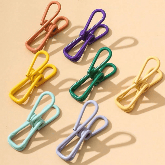 20pcs Colorful Coated Steel Clips - Windproof, Anti-Slip for Clothes, Socks, Pants, Photos & Food Sealing