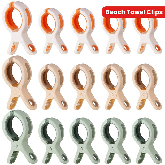 Mwellewm 15pcs 3 ColorsBeach Towel Clips For Beach Chairs Pool Towel Clips For Cruise Plastic Strong Cloth Pins Clothespins Windproof Hanging Clamps For Chairs Beach Accessories And Hanging Rack, Clothes Pins