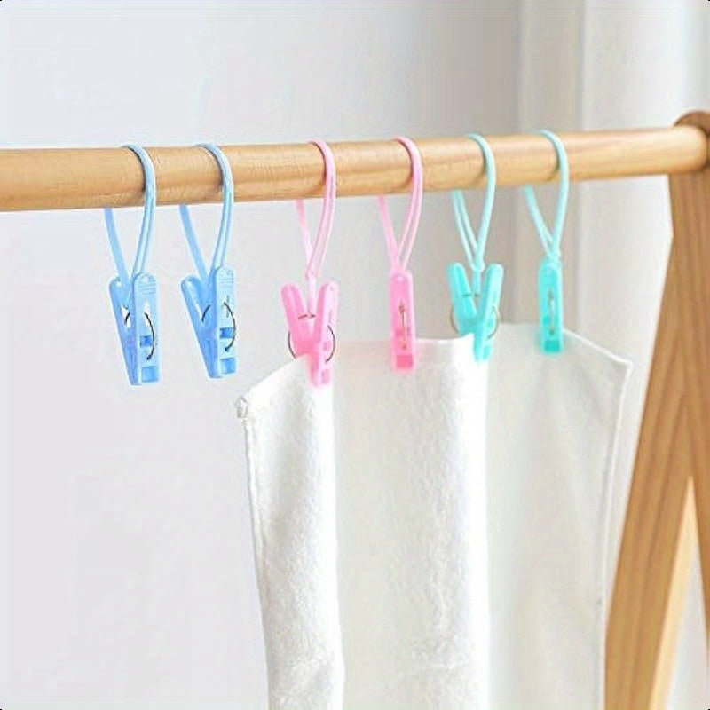 24pcs Windproof Clothespins with Ropes - Heavy-Duty PP Plastic & Metal Clips, 3 Colors (Blue, Pink, Green), 2.1\