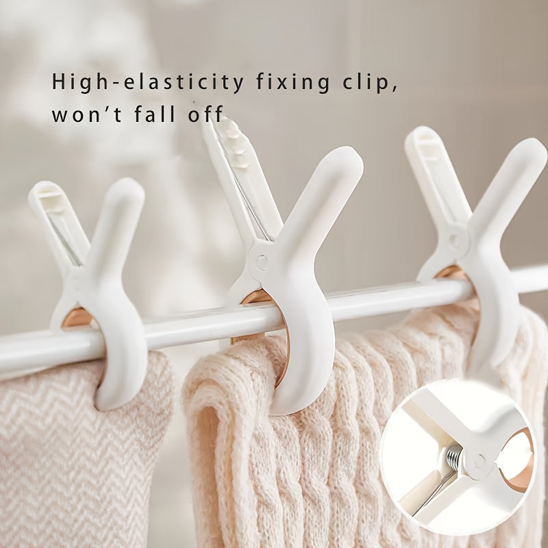 5pcs Windproof Clothes Clips, Heavy-Duty Plastic, Strong Grip, Non-Slip, Traceless, Multi-Purpose for Bed Sheets, Towels, and Home Drying, Towel Clips, Clothes Pins