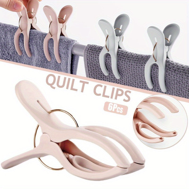 6pcs Windproof Plastic Clothes Clips, Heavy Duty Quilt Drying Clamps, Large Hanging Hanger Clips for Laundry and Home Use, Clothes Pins