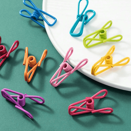 20pcs Colorful Coated Steel Clips - Windproof, Anti-Slip for Clothes, Socks, Pants, Photos & Food Sealing