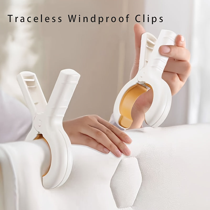 5pcs Windproof Clothes Clips, Heavy-Duty Plastic, Strong Grip, Non-Slip, Traceless, Multi-Purpose for Bed Sheets, Towels, and Home Drying, Towel Clips, Clothes Pins