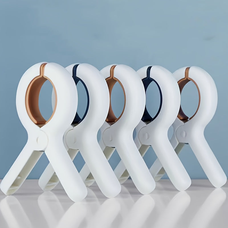 5pcs Windproof Clothes Clips, Heavy-Duty Plastic, Strong Grip, Non-Slip, Traceless, Multi-Purpose for Bed Sheets, Towels, and Home Drying, Towel Clips, Clothes Pins